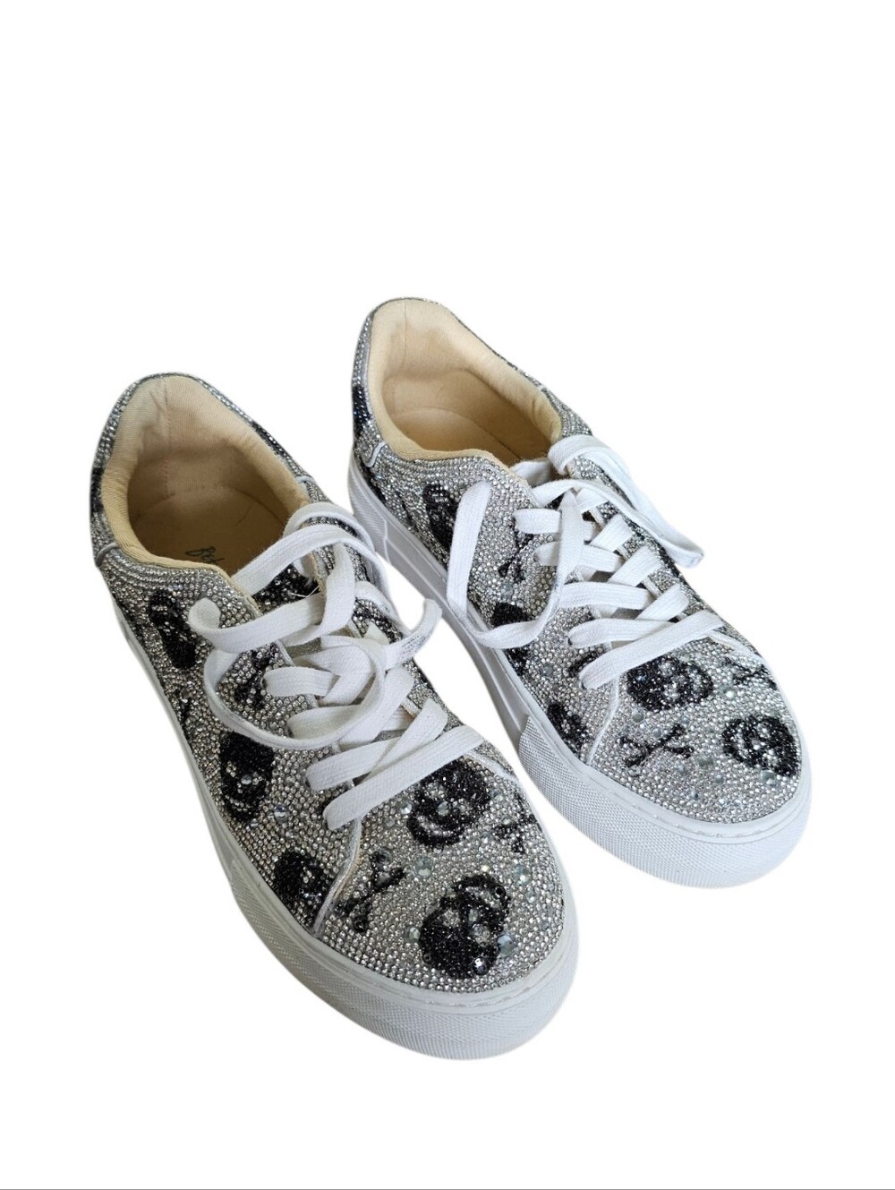 Betsey Johnson Sidny Embellished Silver Skull Low-Top Sneakers for Women - Picture 4 of 7